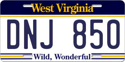 WV license plate DNJ850