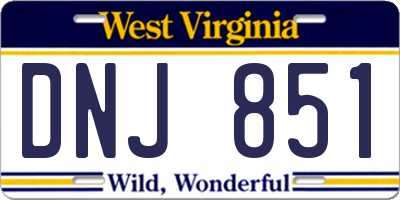WV license plate DNJ851