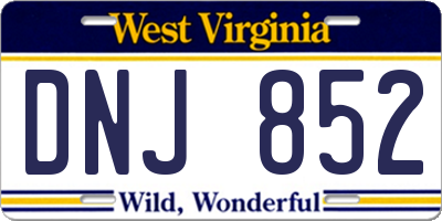 WV license plate DNJ852