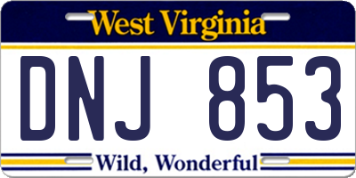 WV license plate DNJ853