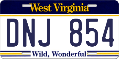 WV license plate DNJ854