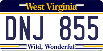 WV license plate DNJ855