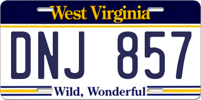 WV license plate DNJ857