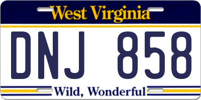 WV license plate DNJ858
