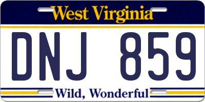 WV license plate DNJ859