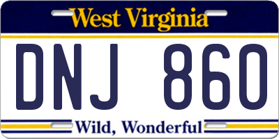 WV license plate DNJ860