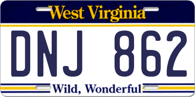 WV license plate DNJ862