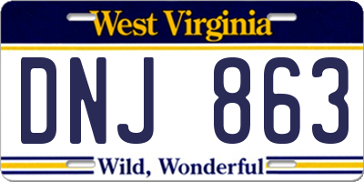WV license plate DNJ863