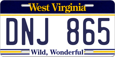 WV license plate DNJ865