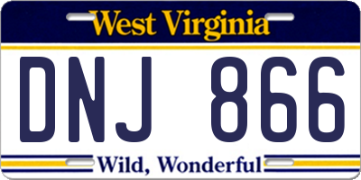 WV license plate DNJ866