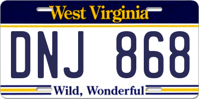 WV license plate DNJ868