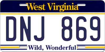 WV license plate DNJ869