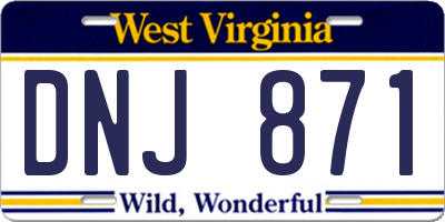 WV license plate DNJ871