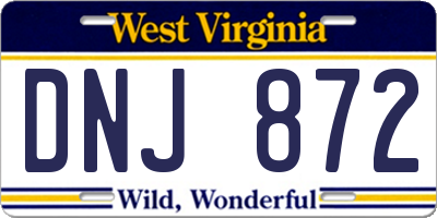 WV license plate DNJ872