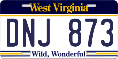 WV license plate DNJ873