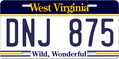 WV license plate DNJ875