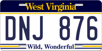WV license plate DNJ876