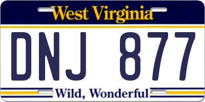 WV license plate DNJ877