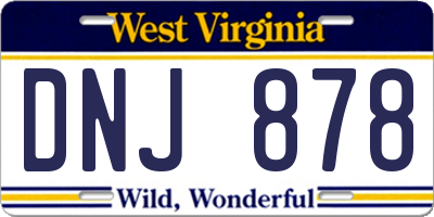 WV license plate DNJ878