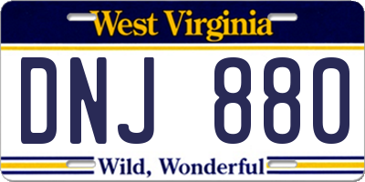 WV license plate DNJ880