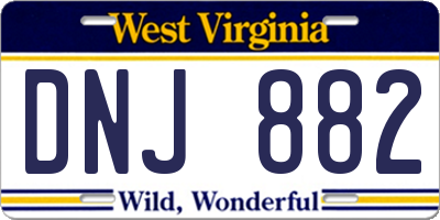 WV license plate DNJ882
