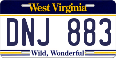 WV license plate DNJ883