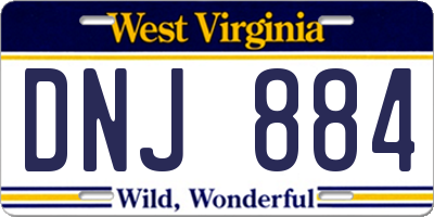 WV license plate DNJ884