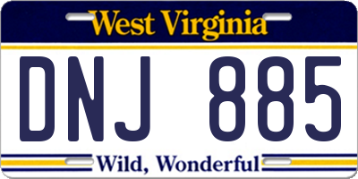 WV license plate DNJ885