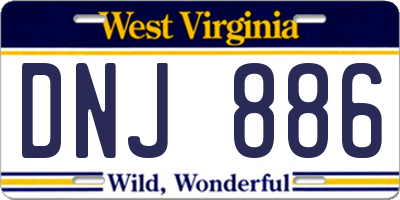 WV license plate DNJ886