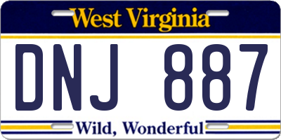 WV license plate DNJ887