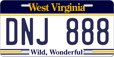 WV license plate DNJ888