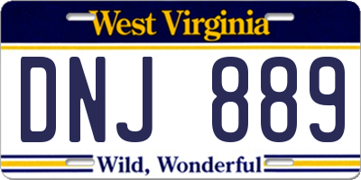 WV license plate DNJ889