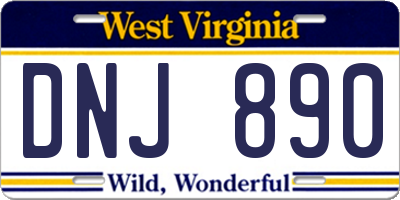 WV license plate DNJ890