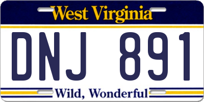 WV license plate DNJ891