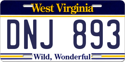WV license plate DNJ893