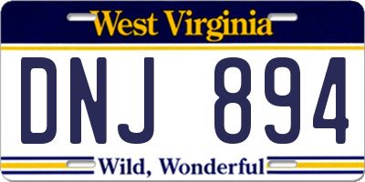 WV license plate DNJ894