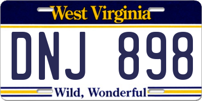 WV license plate DNJ898