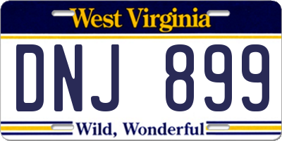WV license plate DNJ899