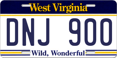 WV license plate DNJ900