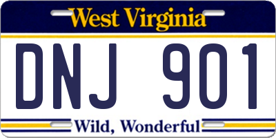 WV license plate DNJ901