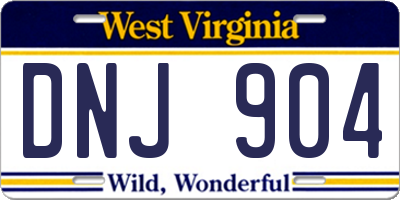 WV license plate DNJ904