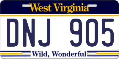 WV license plate DNJ905