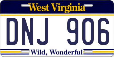 WV license plate DNJ906