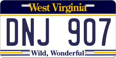 WV license plate DNJ907