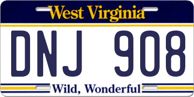 WV license plate DNJ908