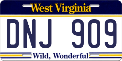 WV license plate DNJ909