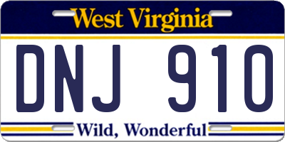 WV license plate DNJ910