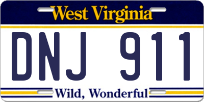 WV license plate DNJ911