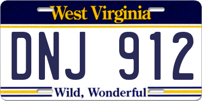 WV license plate DNJ912