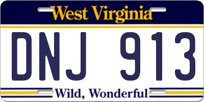 WV license plate DNJ913